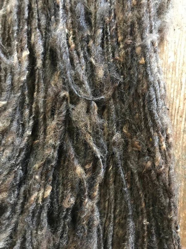 Brown/grey corriedale wool yarn, nubbly lockspun natural art yarn