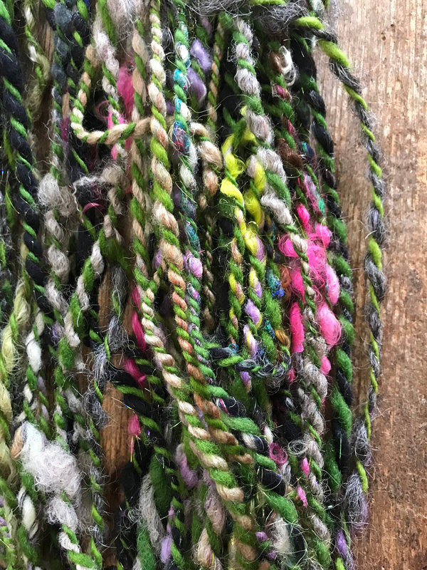 Controlled Chaos, green edition: 50 yards bulky art yarn