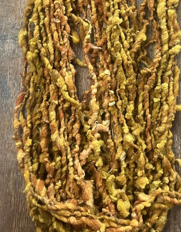 Maize - 50 yards nubbly handspun southdown wool art yarn