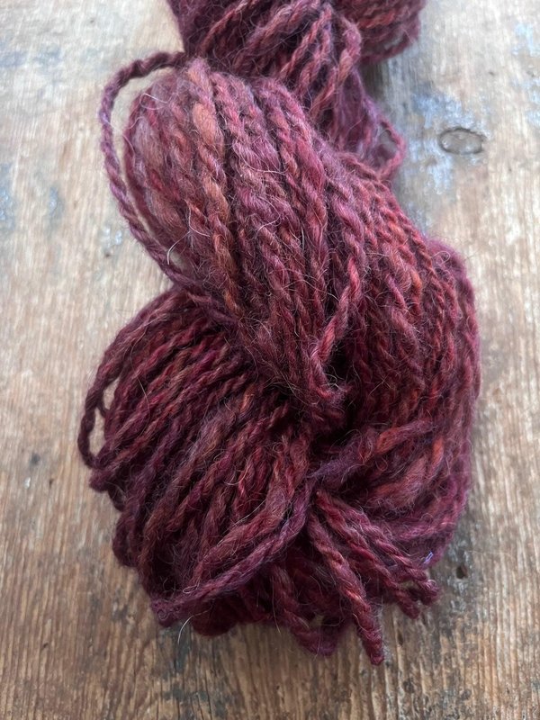 Raspberry Fool - 50 yards light bulky handspun yarn