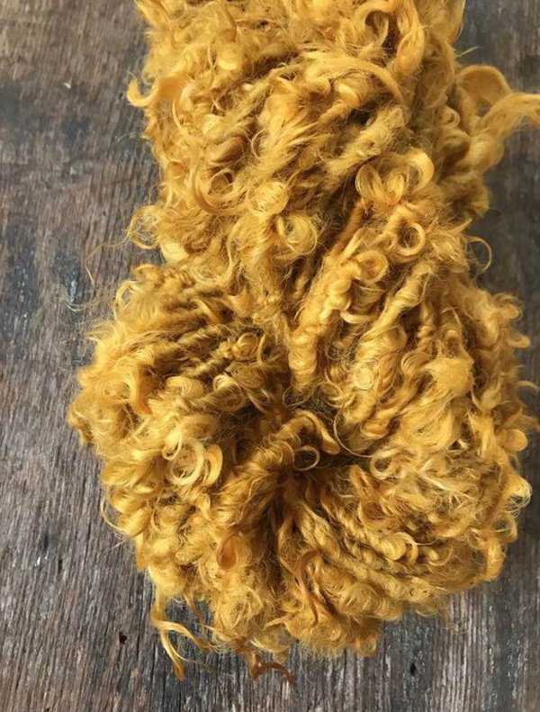 Honey Mustard Lincoln wool locks yarn, 20 yards