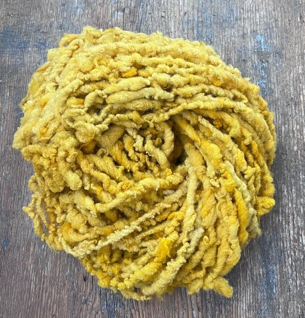 Buttered popcorn - nubbly textured Southdown wool handspun art yarn