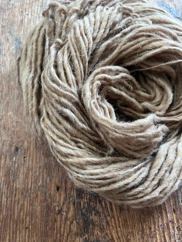 Caramel tan handspun Shetland wool yarn, 50 yards