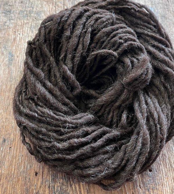 Dark brown Shetland handspun wool yarn, 50 yards