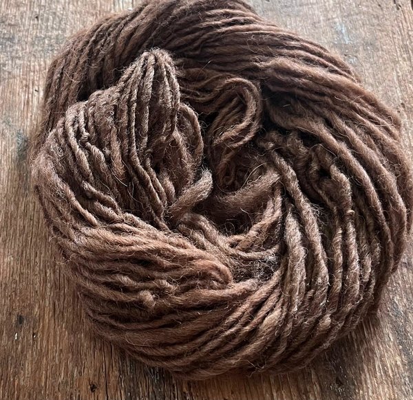 Medium brown handspun Shetland wool yarn, 50 yards