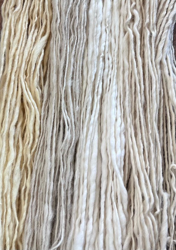 Shades of white handspun yarn set