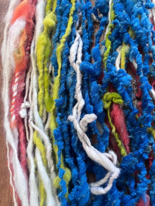 Bravissima 60 yards wild bright textured handspun art yarn