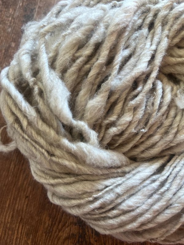 Softly silver 50/50 wool/cotton handspun bulky art yarn