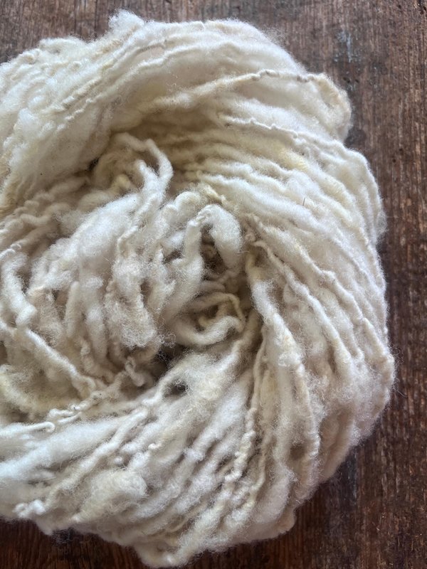 Handspun rustic white Merino art yarn, local wool, undyed