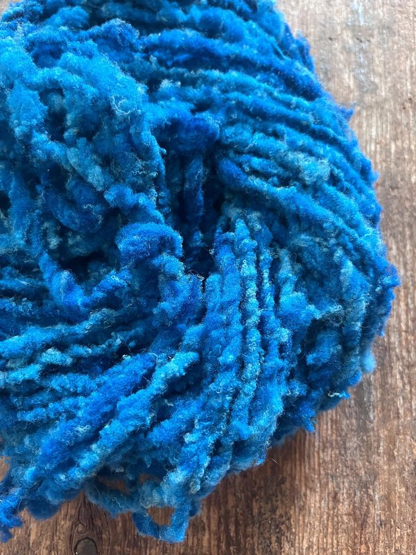Cookie Monster Blue handspun squishy Southdown wool art yarn