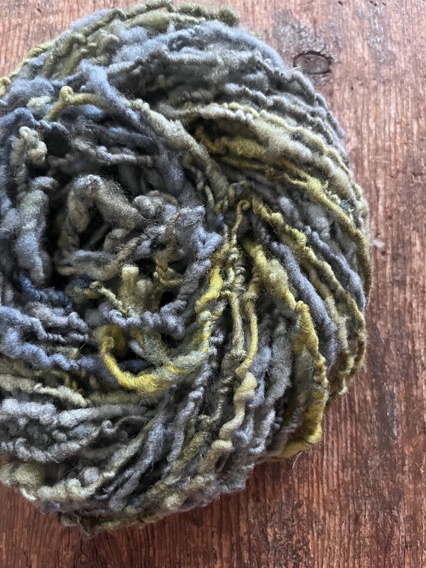 Chicory Blossom - blue green nubbly squishy Southdown wool art yarn