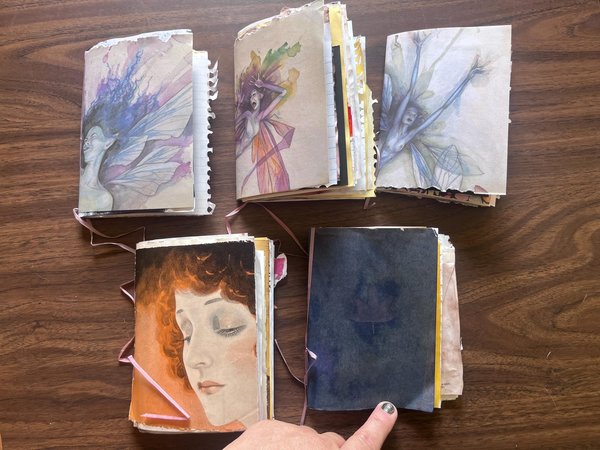 Mini art journal, squashed faeries ecoprint cute mini junk journal